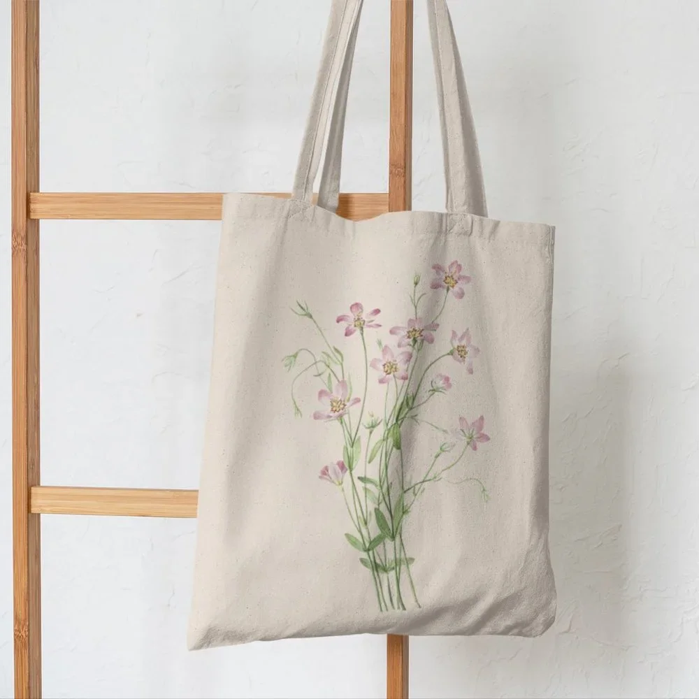 Rose Of Plymouth Vintage Watercolor Floral Print Graphic Canvas Tote Bag